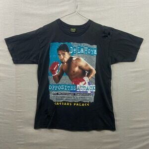 Caesars Palace Oscar De La Hoya T-Shirt Mens Large Black Distressed 1997 Boxing